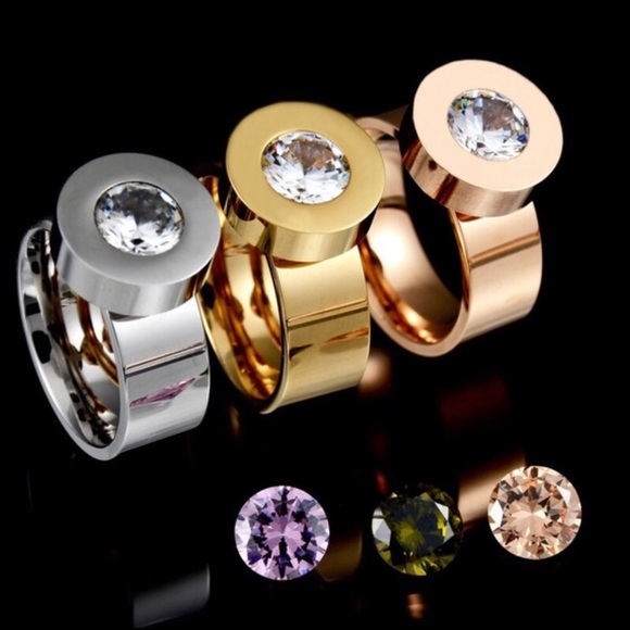 Ladies changeable Stainless Steel CZ Ring - Picture 2 of 7